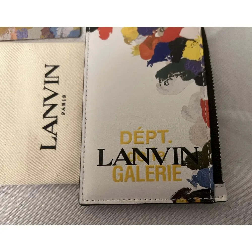 Lanvin x Gallery Dept. Card Holder Lanyard Paint Splattered Logo Wallet $550.00